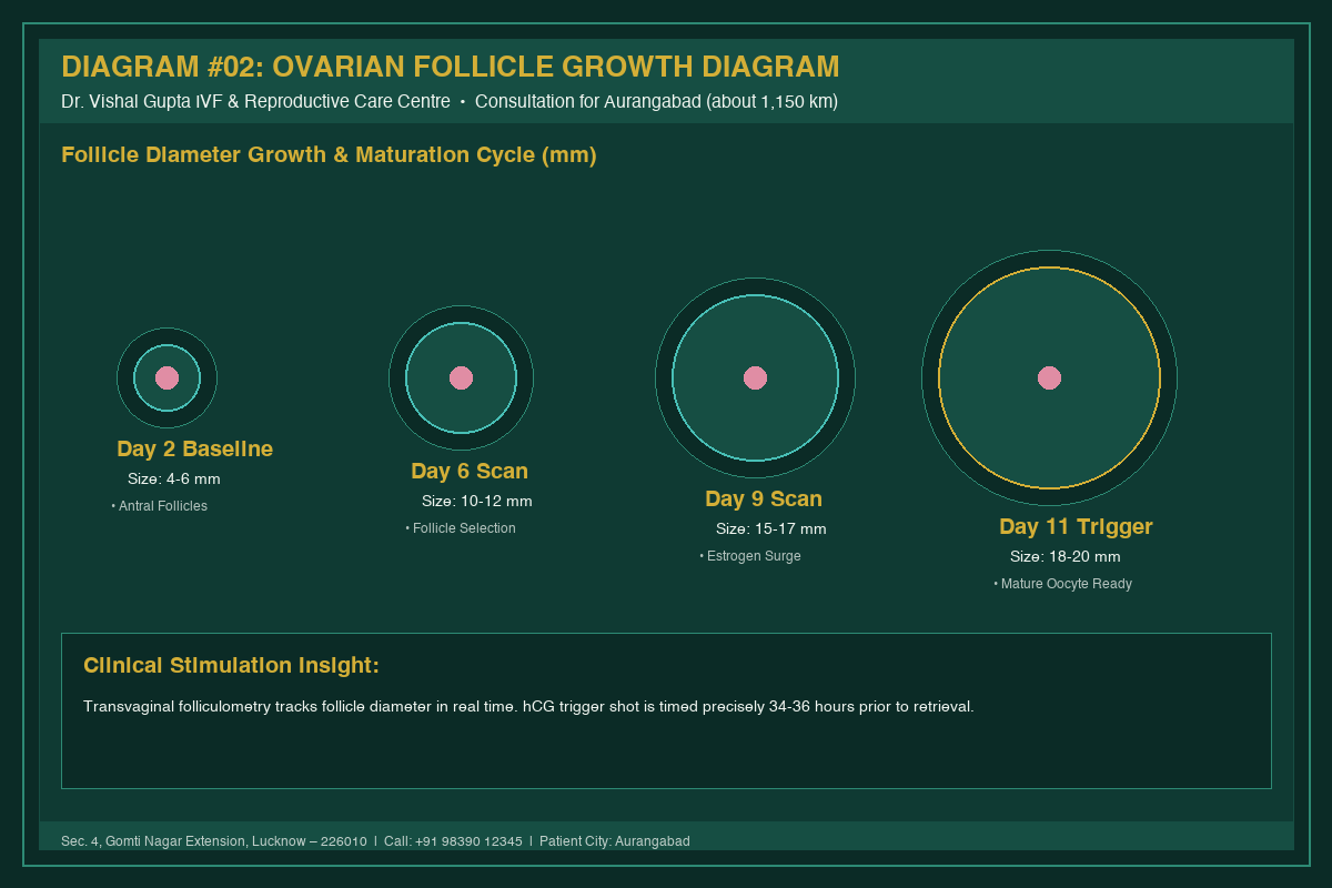 Medical Diagram #02: Ovarian Follicle Growth Diagram at IVF Centre Lucknow for couples in Aurangabad