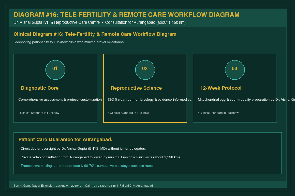 Medical Diagram #16: Tele-Fertility & Remote Care Workflow Diagram at IVF Centre Lucknow for couples in Aurangabad