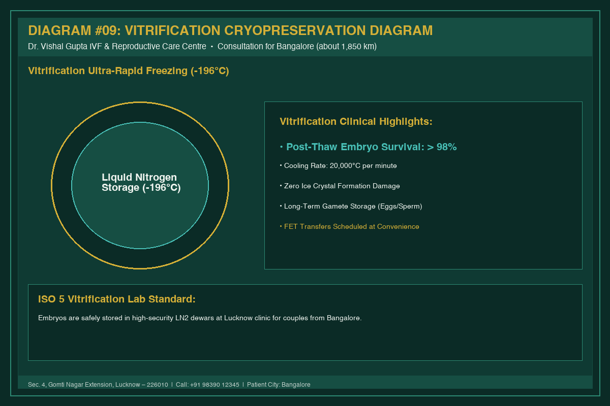Medical Diagram #09: Vitrification Cryopreservation Diagram at IVF Centre Lucknow for couples in Bangalore
