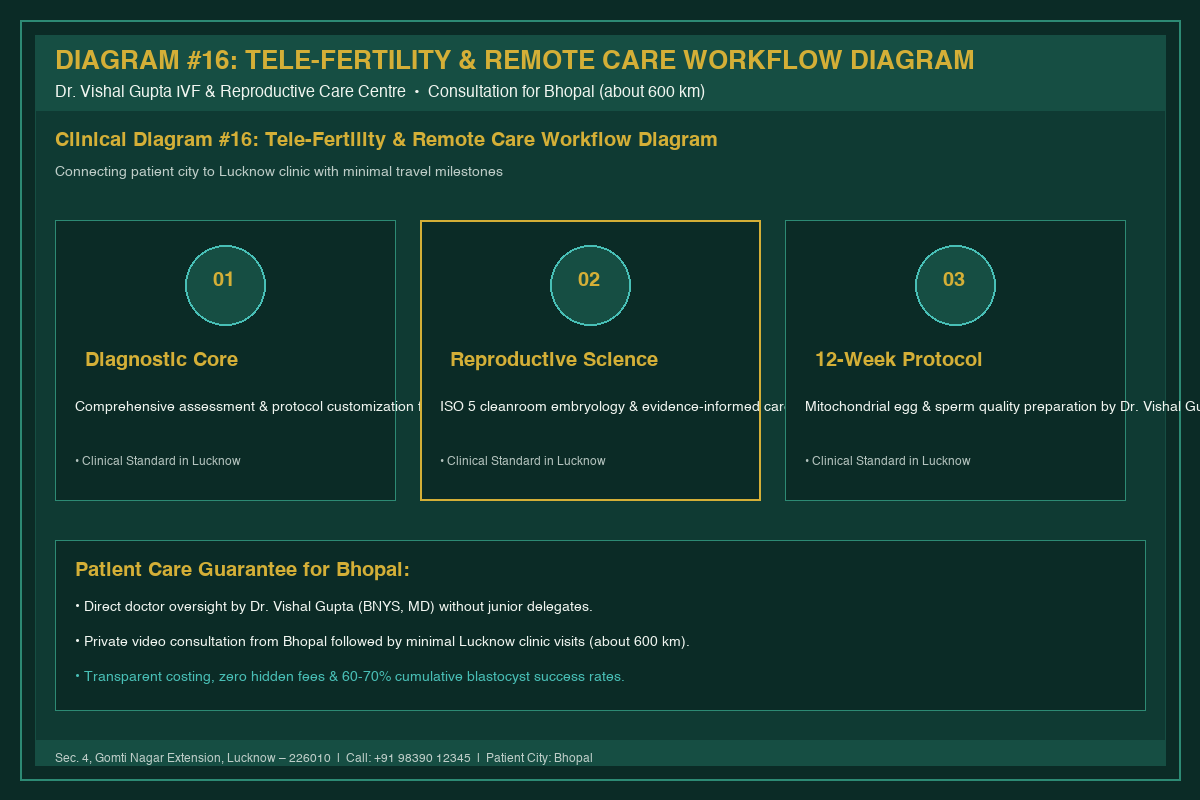 Medical Diagram #16: Tele-Fertility & Remote Care Workflow Diagram at IVF Centre Lucknow for couples in Bhopal