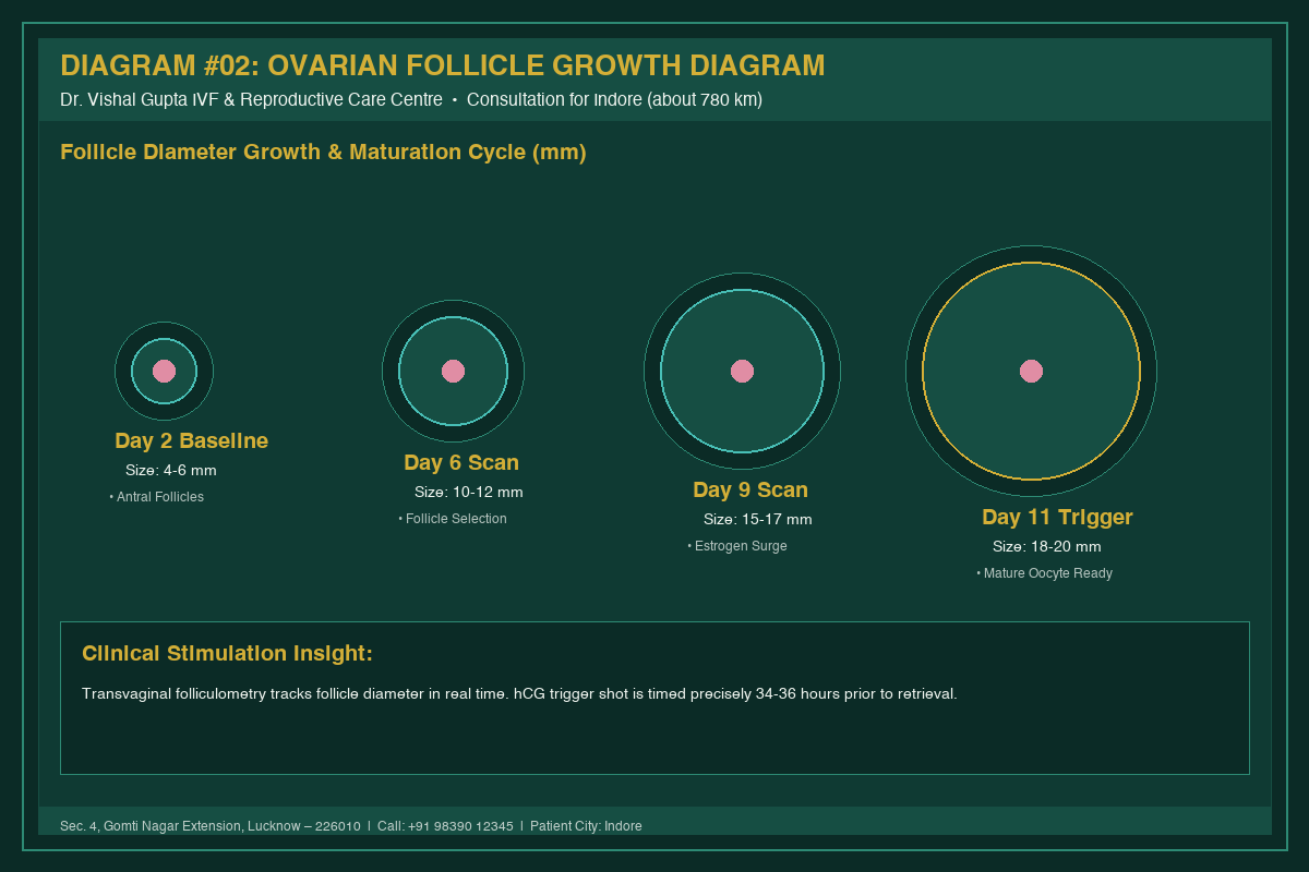 Medical Diagram #02: Ovarian Follicle Growth Diagram at IVF Centre Lucknow for couples in Indore
