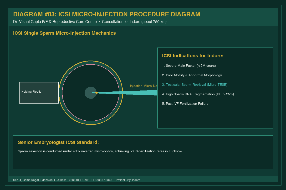 Medical Diagram #03: ICSI Micro-Injection Procedure Diagram at IVF Centre Lucknow for couples in Indore