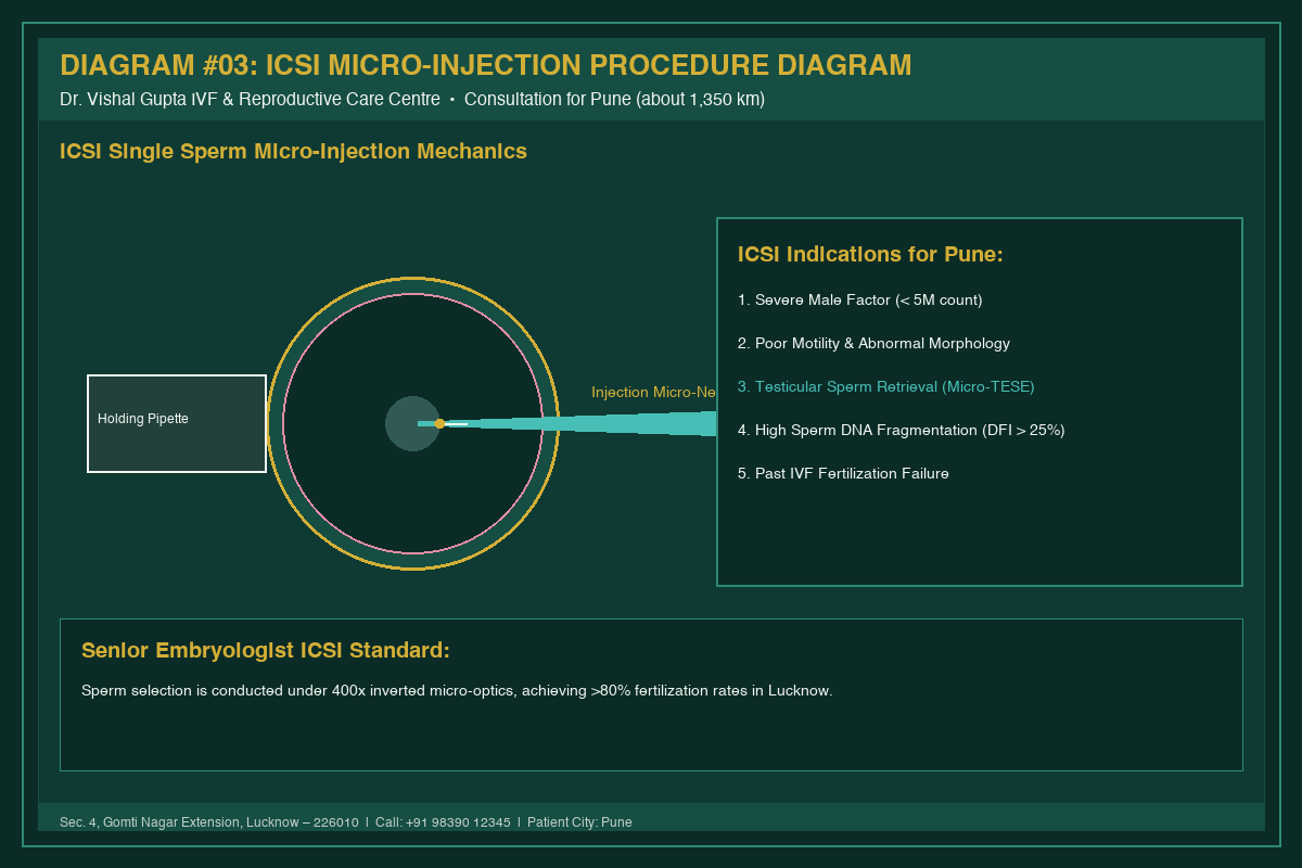 Medical Diagram #03: ICSI Micro-Injection Procedure Diagram at IVF Centre Lucknow for couples in Pune