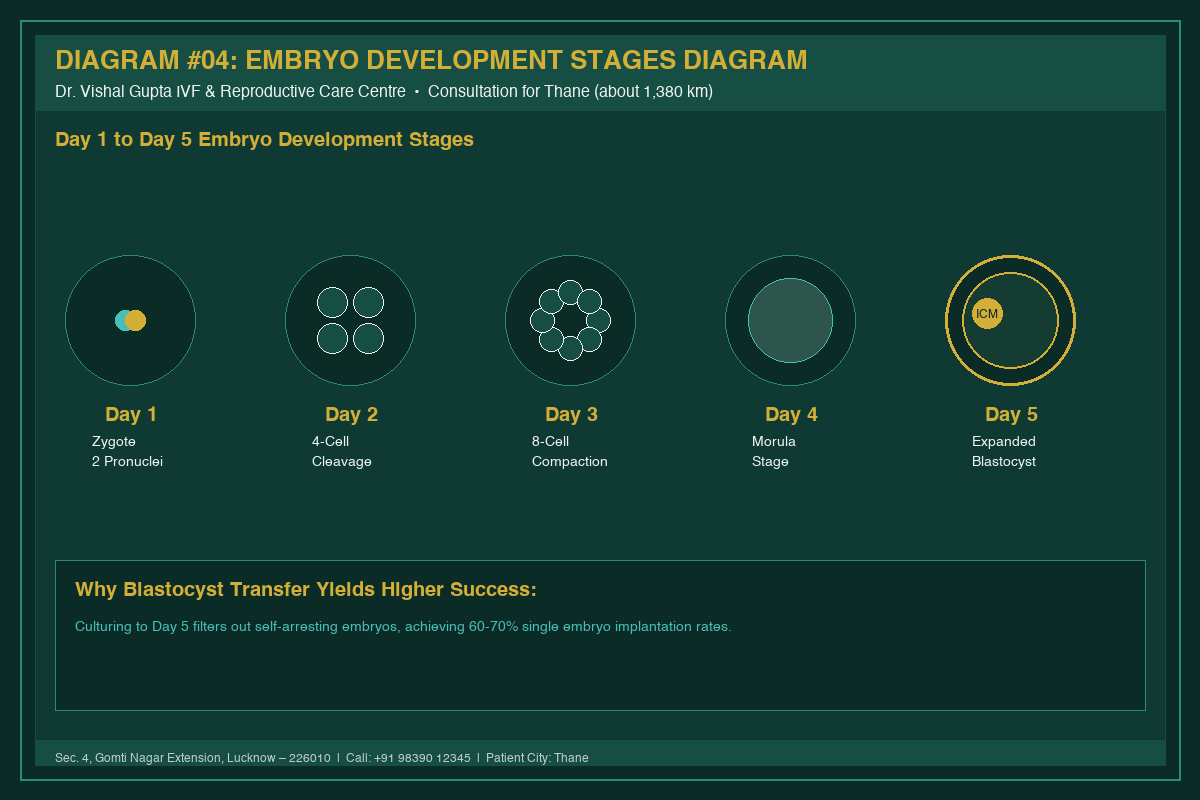 Medical Diagram #04: Embryo Development Stages Diagram at IVF Centre Lucknow for couples in Thane