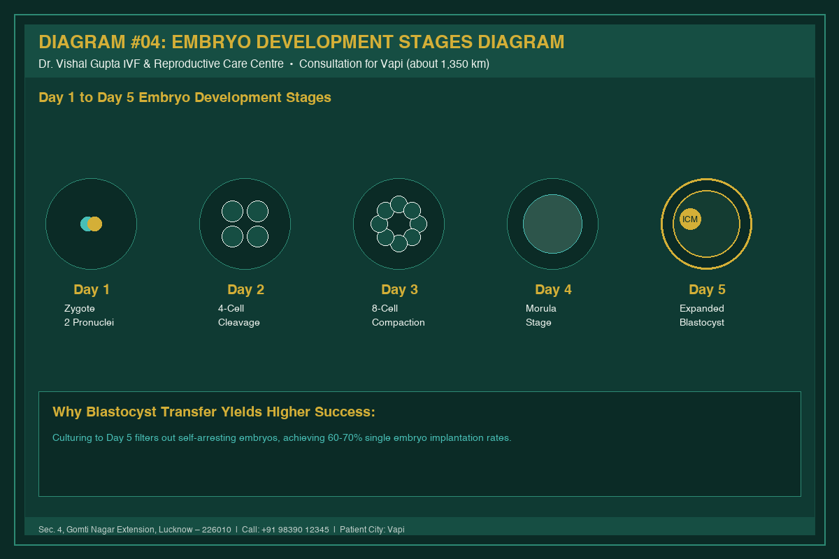 Medical Diagram #04: Embryo Development Stages Diagram at IVF Centre Lucknow for couples in Vapi