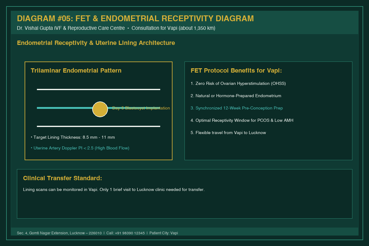 Medical Diagram #05: FET & Endometrial Receptivity Diagram at IVF Centre Lucknow for couples in Vapi