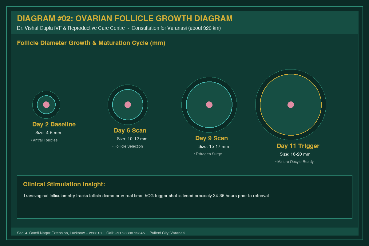 Medical Diagram #02: Ovarian Follicle Growth Diagram at IVF Centre Lucknow for couples in Varanasi